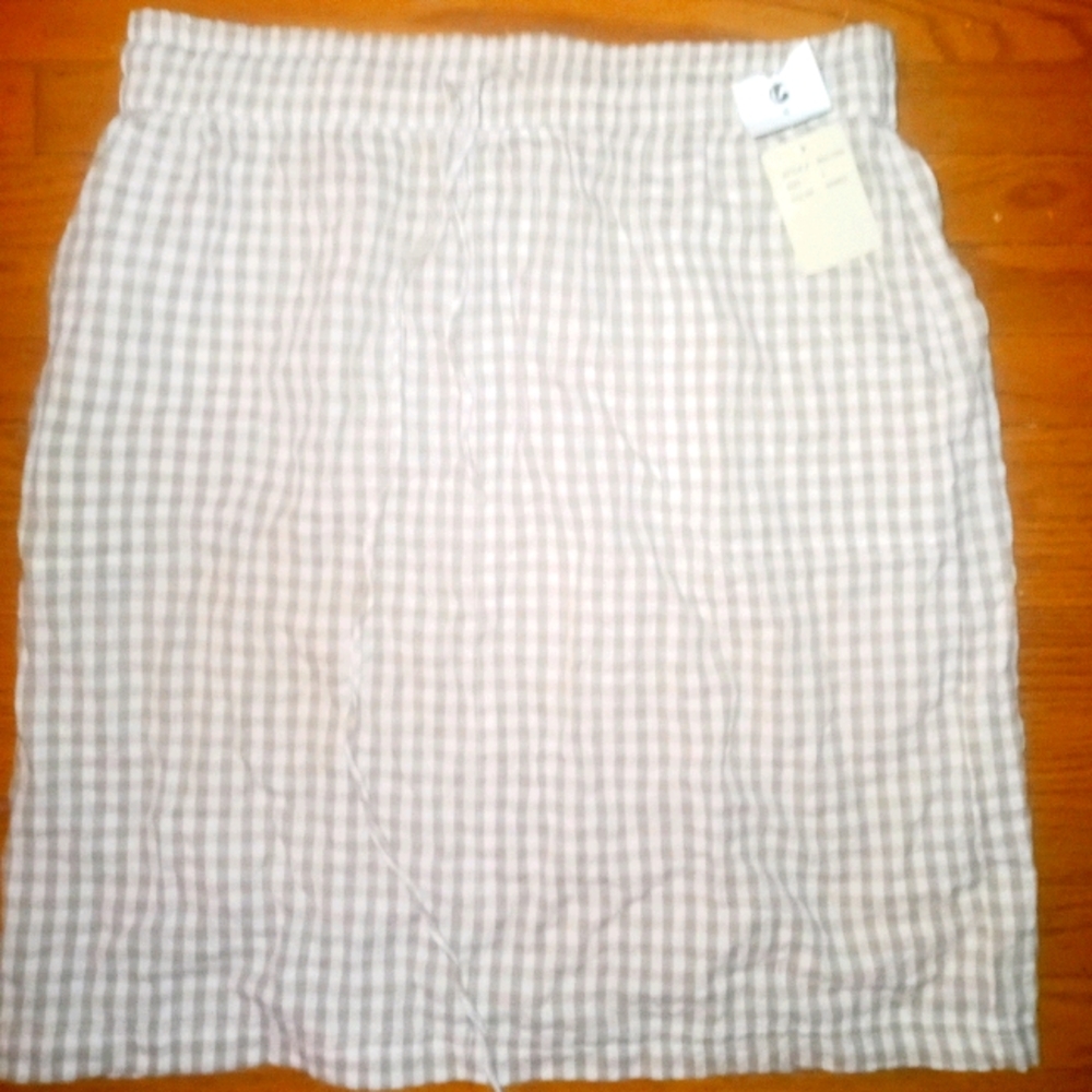Studio West Apparel khaki gingham casual skirt 🆕L